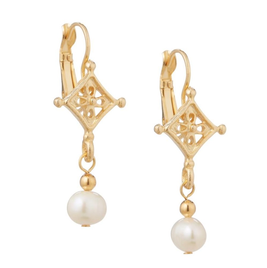 Accessories White House Historical Association | Drop Pearl Earrings With Gold Accent