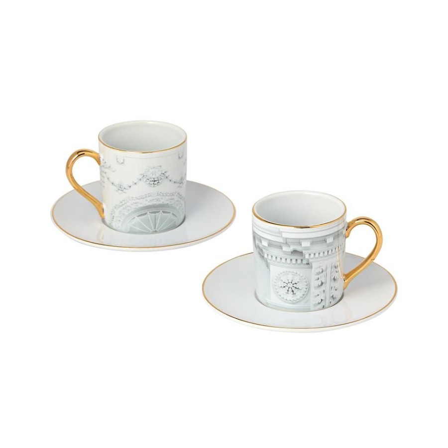 Home & Gifts White House Historical Association | White House Architecture Espresso Cups With Saucers, Set Of Two