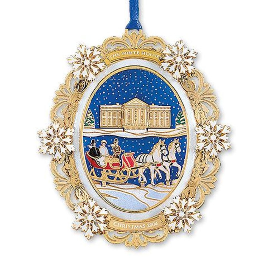 Holidays White House Historical Association | 2004 White House Christmas Ornament, A First Family'S Sleigh Ride