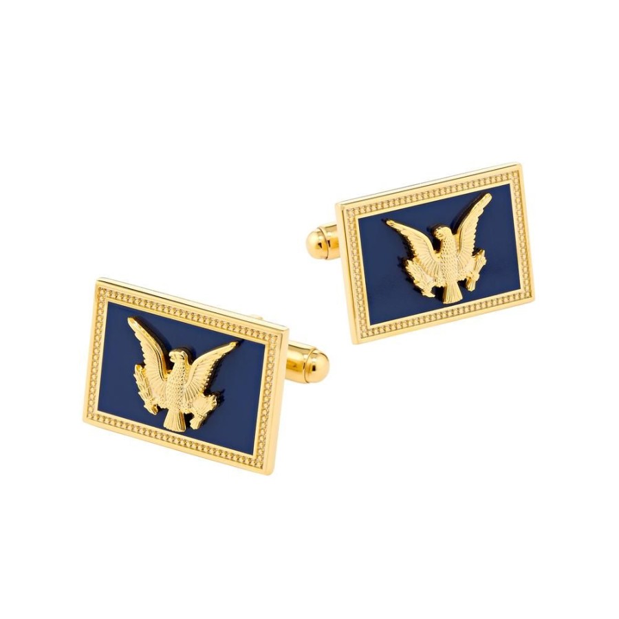 Holidays White House Historical Association | Uss Williamsburg Navy/Gold Rectangle Cufflinks