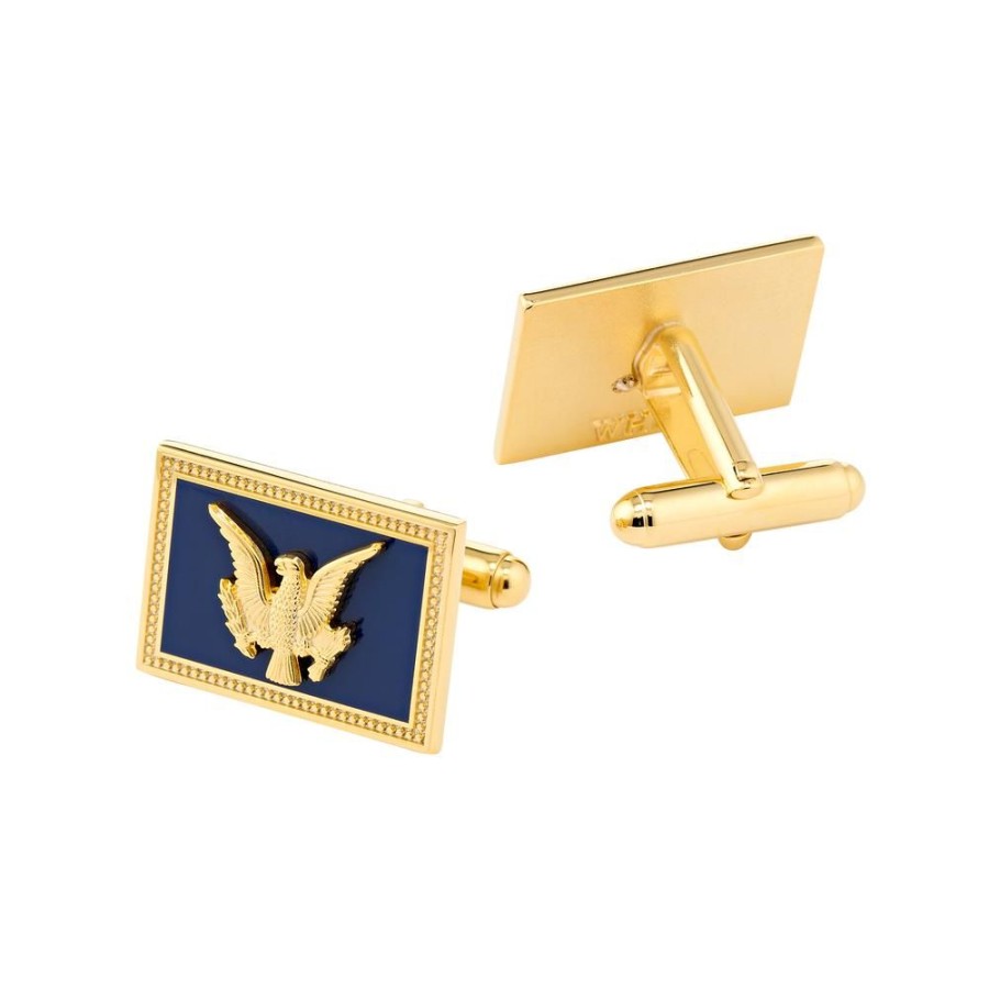 Holidays White House Historical Association | Uss Williamsburg Navy/Gold Rectangle Cufflinks