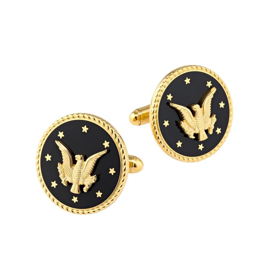 Accessories White House Historical Association | Uss Williamsburg Round Black/Gold Cufflinks