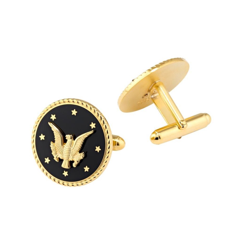 Accessories White House Historical Association | Uss Williamsburg Round Black/Gold Cufflinks