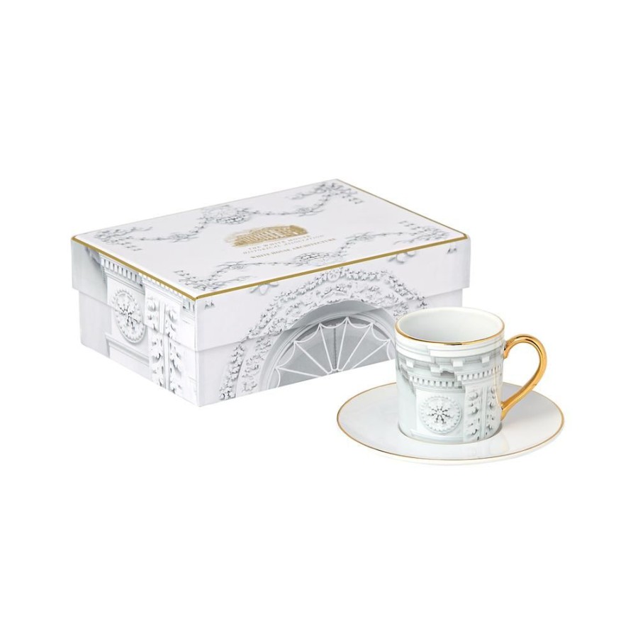 Home & Gifts White House Historical Association | White House Architecture Espresso Cups With Saucers, Set Of Two