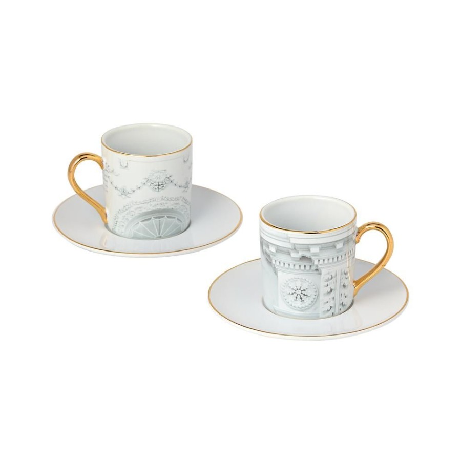 Home & Gifts White House Historical Association | White House Architecture Espresso Cups With Saucers, Set Of Two