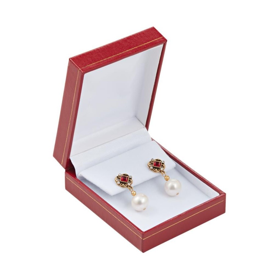 Accessories White House Historical Association | Red Crystal And Pearl Earrings