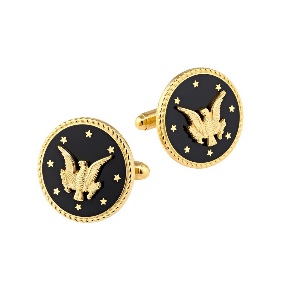 Holidays White House Historical Association | Uss Williamsburg Round Black/Gold Cufflinks